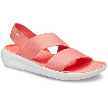 Crocs LiteRide Stretch Oranzove - Damske Sandále